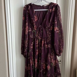 eShakti Plum Floral Wedding Dress